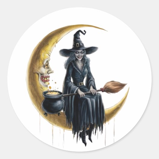 ムーンステッカーセットの魔女 ラウンドシール (正面)