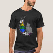 ムーンストレートエイリーフラッグキャットLGBTQセーフ宇宙ゲイP Tシャツ (正面)