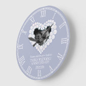 ムーンストーンはハートブルー結婚の記念日をビーズした ラージ壁時計 (傾斜)