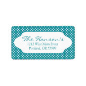 ムーンストーンブルー/ティール(緑がかった色)水玉模様住所 シール (正面)