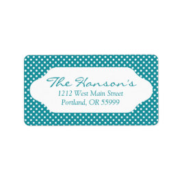 ムーンストーンブルー/ティール（緑がかった色）水玉模様住所 シール