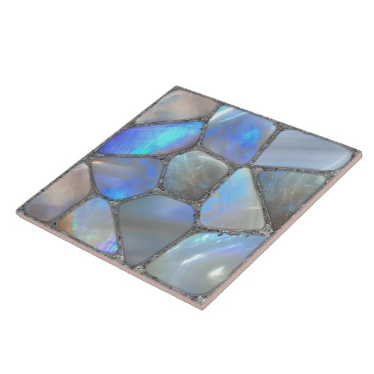 ムーンストーン宝石と銀 – モザイクセルズ抽象芸術 タイル (側面)