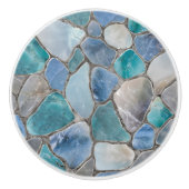 ムーンストーン、大理石と銀 – モザイクセル セラミックノブ (正面)