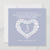 ムーンストーン 結婚記念日 3周年 パーティー 招待状 (正面)