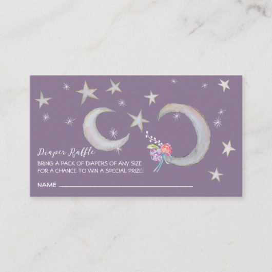 ムーンズスターラベンダーおむつラッフルベビーシャワー エンクロージャーカード (正面)