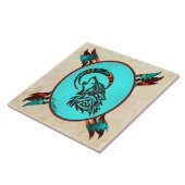 ムーンセラミックのタイルで部族の狼がハウリング タイル (側面)