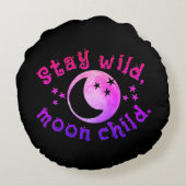 ムーンチャイルドステイワイルドピンクブラックスターズ銀河系 ラウンドクッション (裏面)