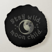 ムーンチャイルドステイ野生引用文ブラックスターズクレセント ラウンドクッション (裏面)