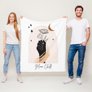 ムーンチャイルドボタニカル天の星と月 フリースブランケット