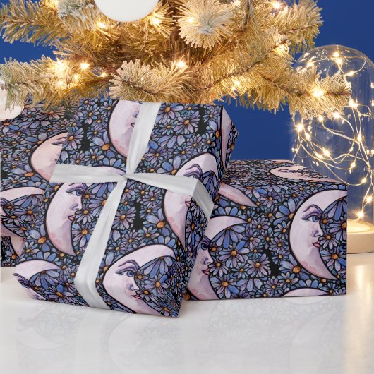 ムーンチャイルドムーン女神アートムーンチャイルドパープル ラッピングペーパー (クリスマス)