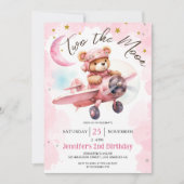 ムーンツー | 2歳の誕生日ガール ピンク 招待状 (正面)