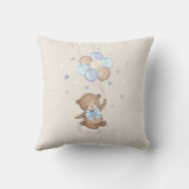 ムーンテディベアブルーバルーンズ男の赤ちゃん子供部屋 クッション (裏面)