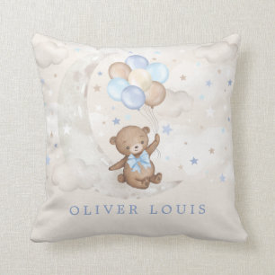 ムーンテディベアブルーバルーンズ男の赤ちゃん子供部屋 クッション