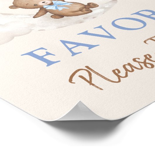 ムーンテディベア青い茶色の風船が印を押す ポスター (角)