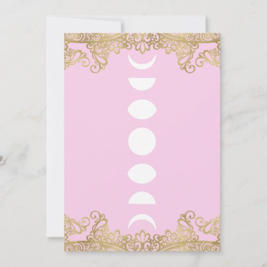 ムーンテンプルピンク&金ゴールド華美スウィート16 招待状 (裏面)