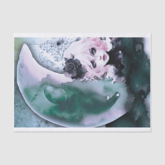 ムーンデコッページ付きピンクのゴシックの女の子紙 薄葉紙 (正面)