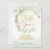 ムーントゥインクルスターグリーンリー金ゴールドベビーシャワー サンキューカード (正面)