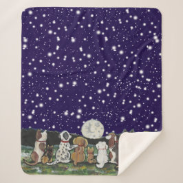 ムーンドッグネイビーブルーナイトスカイ子犬の星 シェルパブランケット