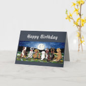 ムーンドッグパーソナライズされた誕生日/すべての行事カード カード (黄色い花)