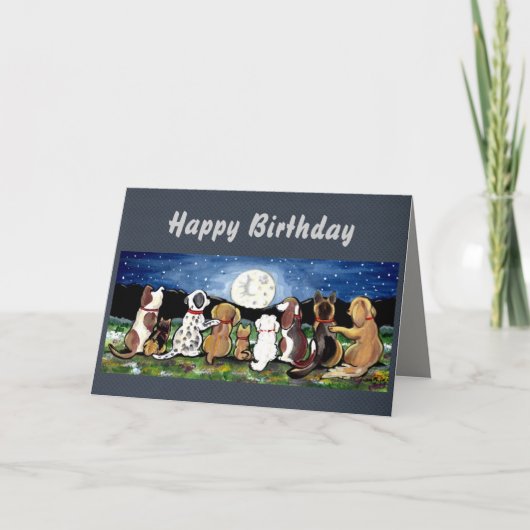 ムーンドッグパーソナライズされた誕生日/すべての行事カード カード (正面)