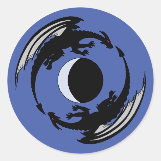 ムーンドラゴンズファンタジークラシックデザインラウンドステッカー ラウンドシール (正面)