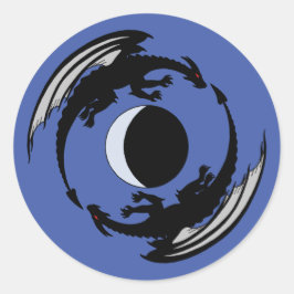 ムーンドラゴンズファンタジークラシックデザインラウンドステッカー ラウンドシール