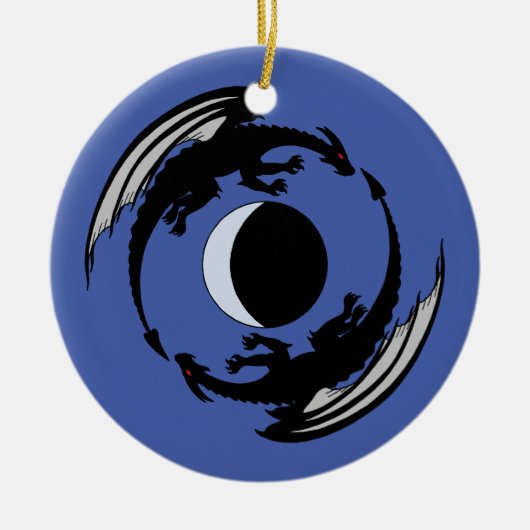 ムーンドラゴンズファンタジーデザインセラミックオーナメント セラミックオーナメント (正面)