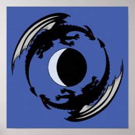 ムーンドラゴンズファンタジーデザインポスター ポスター