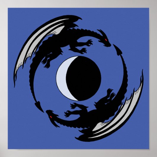 ムーンドラゴンズファンタジーデザインポスター ポスター (正面)