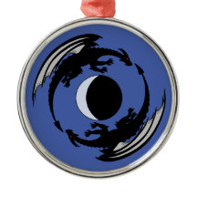 ムーンドラゴンズファンタジーデザインメタルオーナメント