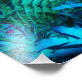 ムーンナイトトロピカルジャングル葉のシルバーブルー フォトプリント            (角)