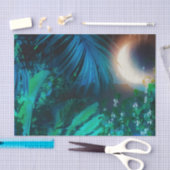 ムーンナイトトロピカルジャングル葉のシルバーブルー 薄葉紙 (クラフト)