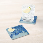 ムーンナイト夕べツリーブルームーンライト スクエアペーパーコースター (インサイチュ)