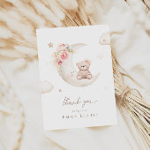 ムーンニュートラルのベビーシャワーの上にテディベア サンキューカード