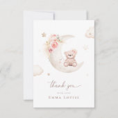 ムーンニュートラルのベビーシャワーの上にテディベア サンキューカード (正面)