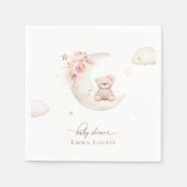 ムーンニュートラルのベビーシャワーの上にテディベア スタンダードカクテルナプキン (正面)