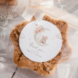 ムーンニュートラルのベビーシャワーの上にテディベア ラウンドシール