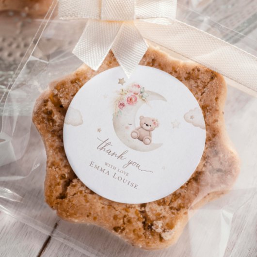 ムーンニュートラルのベビーシャワーの上にテディベア ラウンドシール