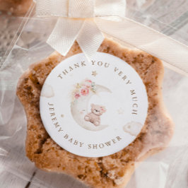 ムーンニュートラルのベビーシャワーの上にテディベア ラウンドシール