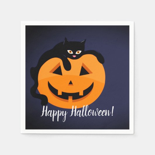 ムーンハロウィンの黒猫 スタンダードカクテルナプキン (正面)