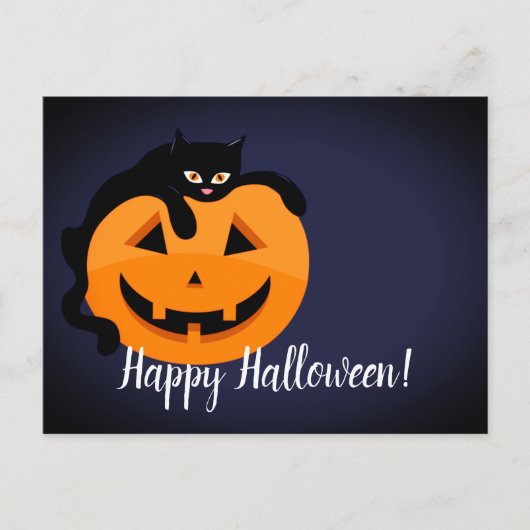 ムーンハロウィンの黒猫 ポストカード (正面)