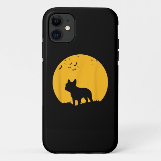 ムーンハロウィンインスパイアフランスのブルドッグギフト Case-Mate iPhoneケース (裏面)