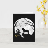 ムーンハロウィーンの衣装の男性のブルドッグドッグ カード (黄色い花)