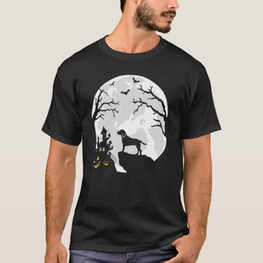 ムーンハロウィーンの衣装を着たビーグル犬の男性女性 Tシャツ (正面)