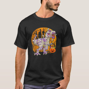 ムーンハロウィーンCosと恐竜 – レックス – ミイラのカボチャ Tシャツ