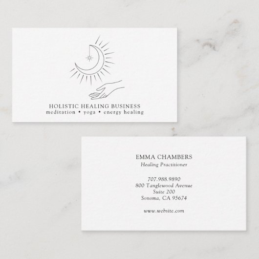 ムーンハンドホリスティックヒーリングビジネスカード 名刺 (正面/裏面)