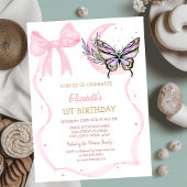 ムーンバタフライボウストライプの誕生日 招待状