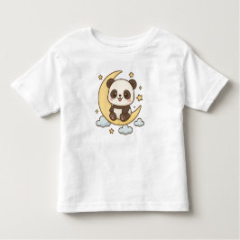 ムーンパンダ – クレセントに座るかわいいパンダ トドラーTシャツ