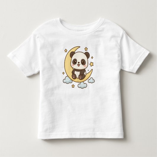 ムーンパンダ – クレセントに座るかわいいパンダ トドラーTシャツ (正面)