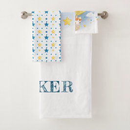 ムーンパーソナライズされたエアバルーンの水彩 バスタオルセット